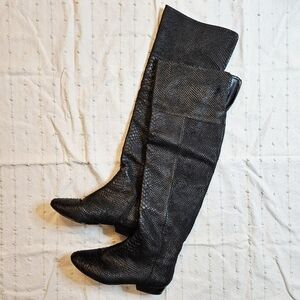 Kelsi Dagger Charmer Snakeskin Over The Knee Boots Black 7.5
